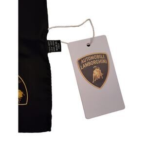 Lamborghini Italian Silk handkerchief New Tags Black NWT Genuine Pocket Square